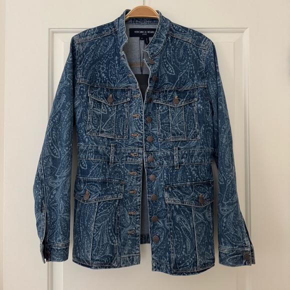 Veronica Beard Tika Paisley Denim Jacket Size Small - Picture 2 of 4
